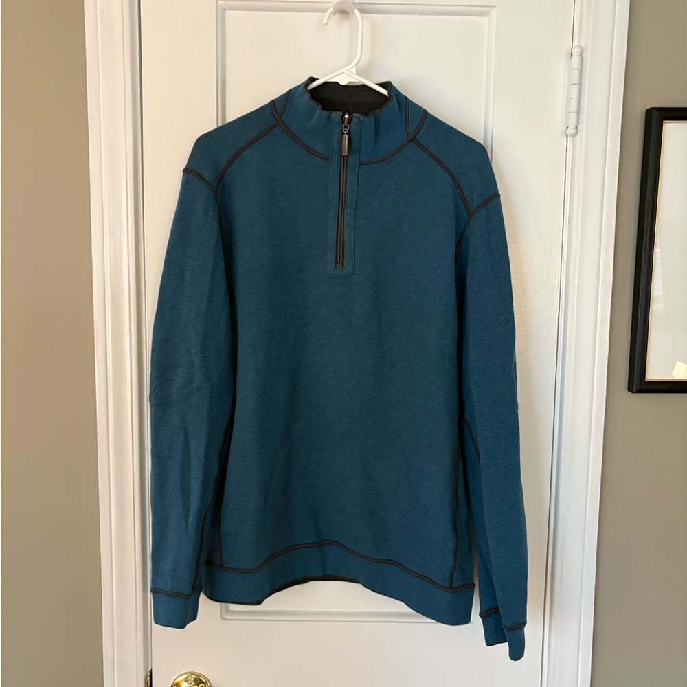 Tommy Bahama Flipsider Reversible Half Zip Pullover - Pewter Blue